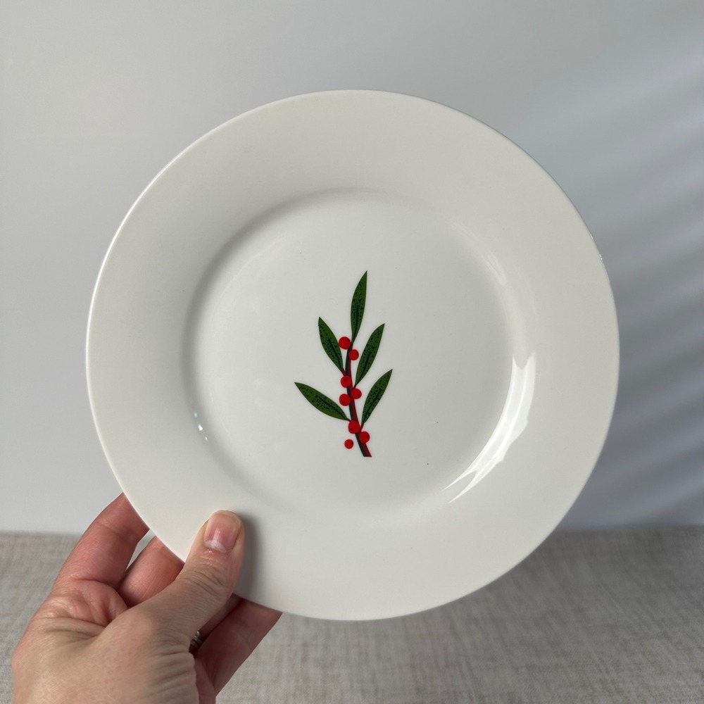 Crate&Barrel Set of 4 Winter Botanical Holiday Side Plates